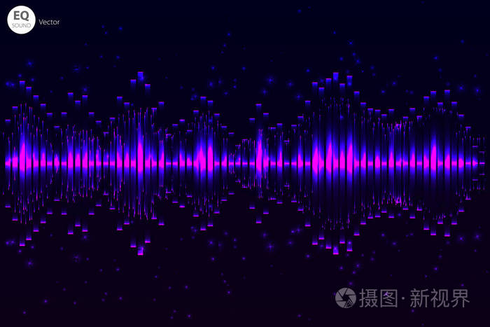 音乐节拍矢量.灯光背景抽象均衡器.声波.音频均衡技术.详细的矢量散.