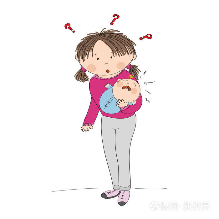 困惑的年轻母亲抱着她哭泣的男婴。做什么