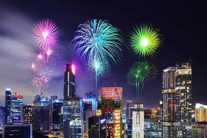 新加坡城市夜景烟花