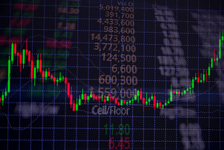 与指示器显示看涨点蜡烛棍子 graph 图表或照片