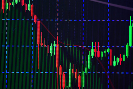 与指示器显示看涨点蜡烛棍子 graph 图表或照片