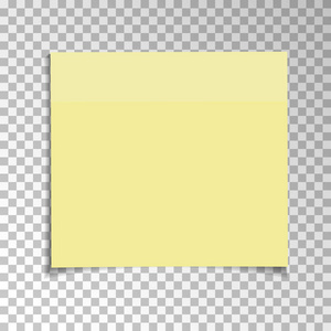 办公室黄色纸张粘滞便笺在透明背景上隔离。项目的模板。矢量插图