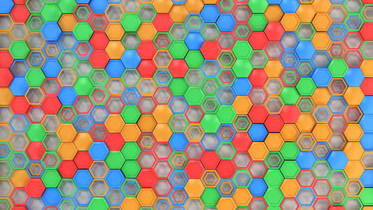 抽象3d 背景由蓝色红色绿色和橙色 hexag