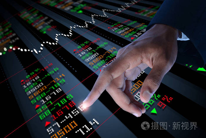 商业人物触摸股票图的数字插图