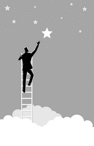 商人伸手摘星照片