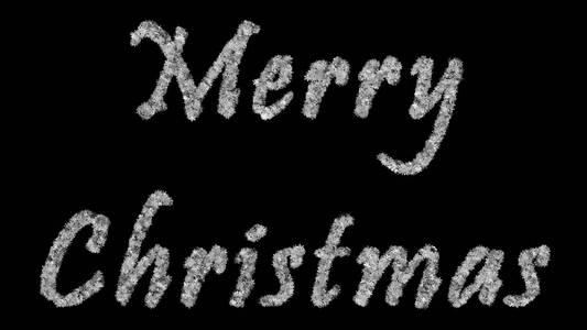圣诞快乐的题词由黑色背景的雪花组成。在屏幕模式下使用的最佳方法