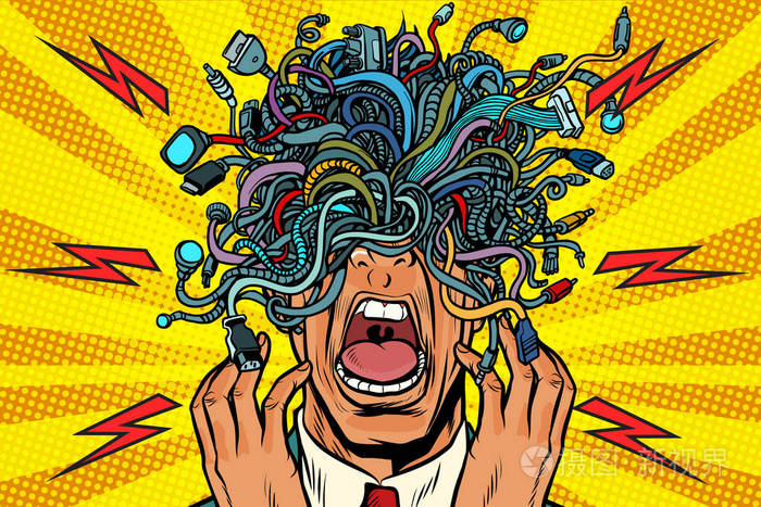 恐慌人电线适配器电缆流行艺术背景