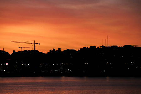 城市日落场景, 蒙得维的亚, 乌拉圭