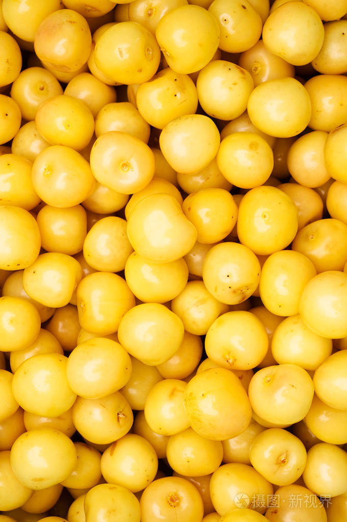 美味的黄色樱桃已到达