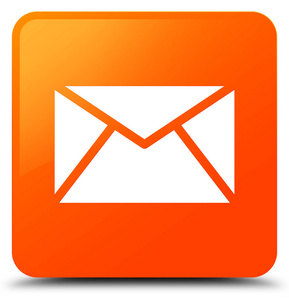 电子邮件图标橙色方形按钮