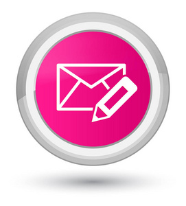 编辑电子邮件图标总理粉红色圆形按钮