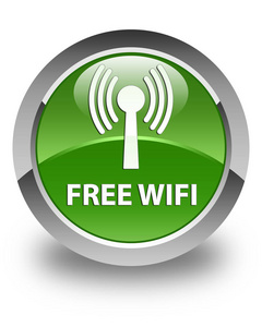 免费 wifi wlan 网络 光面软绿色圆形按钮