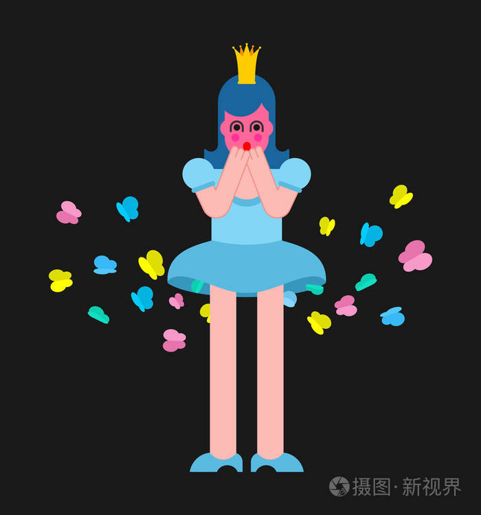 公主的屁蝴蝶女人在放屁有皇冠的可爱女孩v