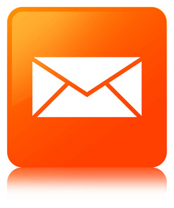 电子邮件图标橙色方形按钮