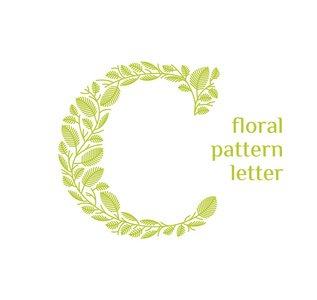 有机生物标志从绿色草叶子, 植物为公司身分或品牌在信件 c照片