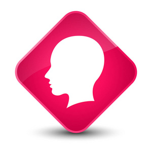 头女性面孔图标典雅的粉红色钻石按钮