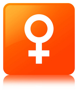 女性标志图标橙色方形按钮