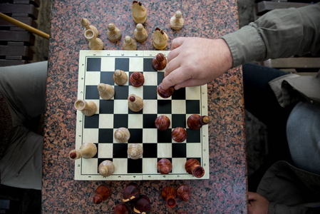 男子在户外下棋