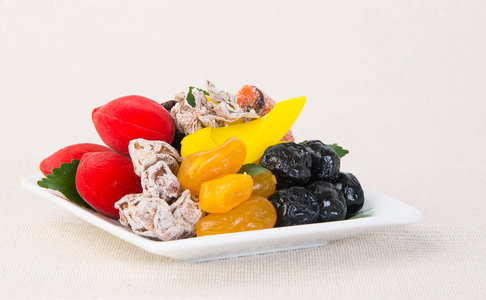  Dried fruits. Food Snack on Background