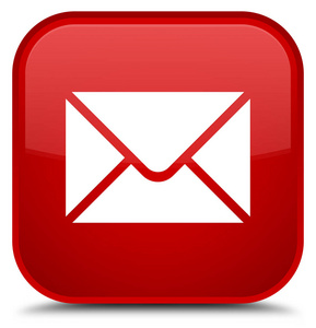 电子邮件图标特殊的红色方形按钮
