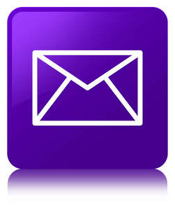 电子邮件图标紫色方形按钮