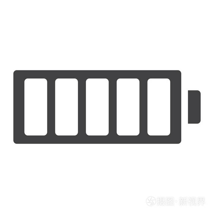 完整的电池符号图标, 网页和移动, 能量标志矢量图形, 一个白色背景上