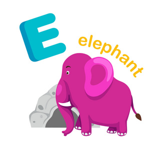 插图孤立字母 E 大象