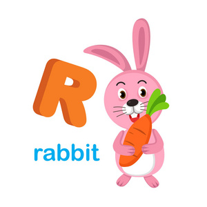 插图孤立字母 R 兔