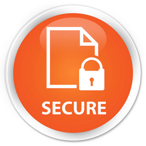 安全 文档页挂锁图标 高级橙色圆形按钮