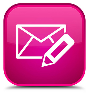 编辑电子邮件图标特殊粉红色方形按钮