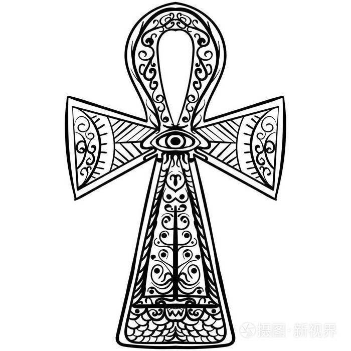 手绘埃及象征十字