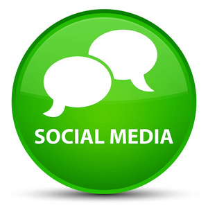 社交媒体 聊天气泡图标 特殊绿色圆形按钮
