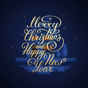 圣诞快乐的文字。快乐的新年矢量插画刻字设计 Eps 10。圣诞贺卡