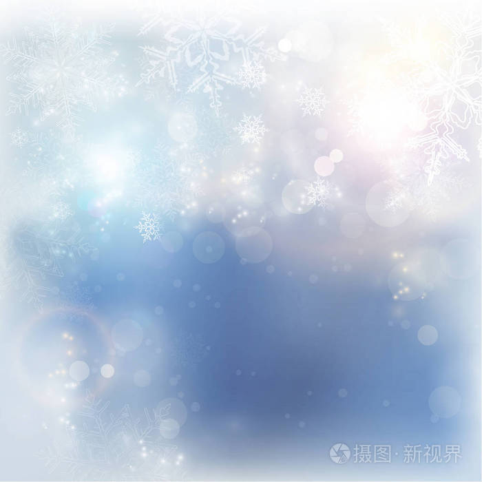 蓝色白色冬天圣诞节雪花背景