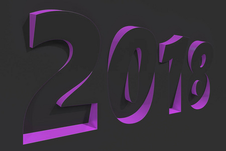 2018数字浅浮雕在黑表面与紫罗兰色边