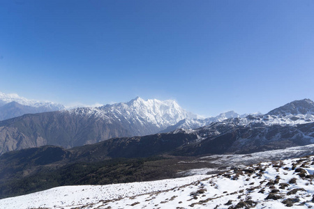 在尼泊尔喜马拉雅山雪峰