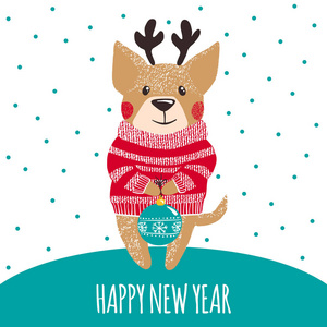 可爱狗狗新年贺卡图片