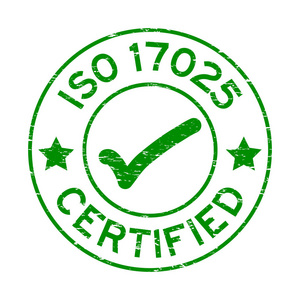 垃圾绿色 Iso 17025 认证的标志图标圆形橡胶印章白色背景