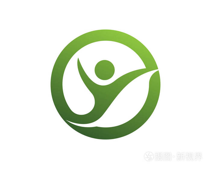 健康成功人们关心的标志和符号的模板