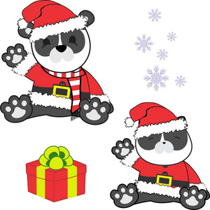 可爱的小熊猫熊卡通圣诞老人服装套装