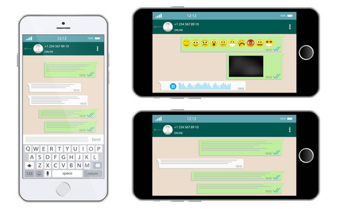 矢量智能手机与信使应用程序在屏幕上