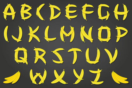 矢量插图香蕉字体