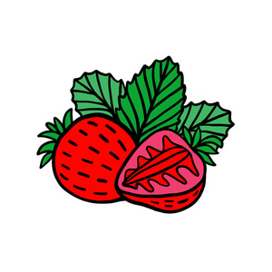 白色背景上的涂鸦草莓
