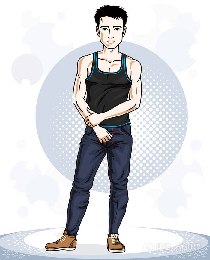 英俊的年轻卡通漫画的人