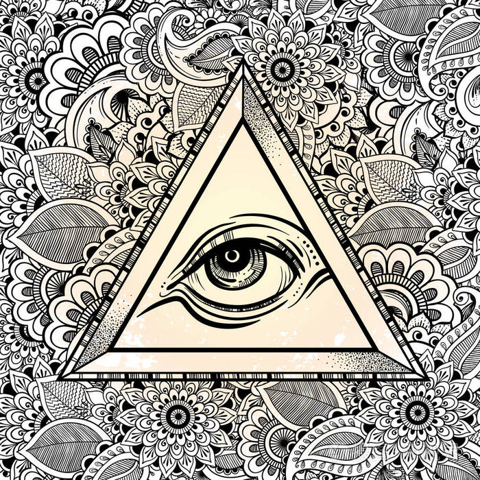 都看到了眼睛金字塔的符号普罗维登斯的手绘眼睛炼金术宗教灵性纹身