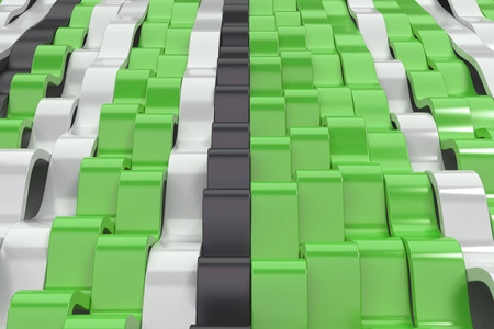 黑色白色和绿色正弦波的抽象3d 渲染
