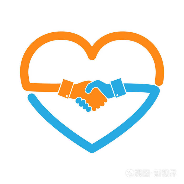 在心的形状的抽象握手矢量图