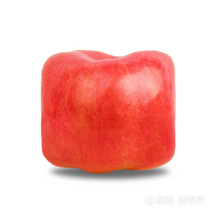 在白色背景上的红色正方形苹果