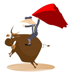 斗牛士和公牛隔离照片