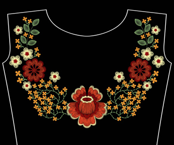 刺绣时尚补丁为领口与花, 莓果, 植物样式为妇女服装装饰